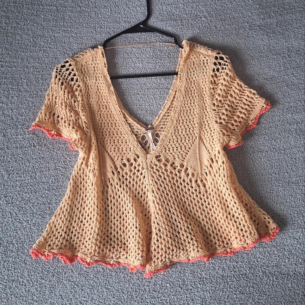 NWOT- Free People Crochet Knit Top